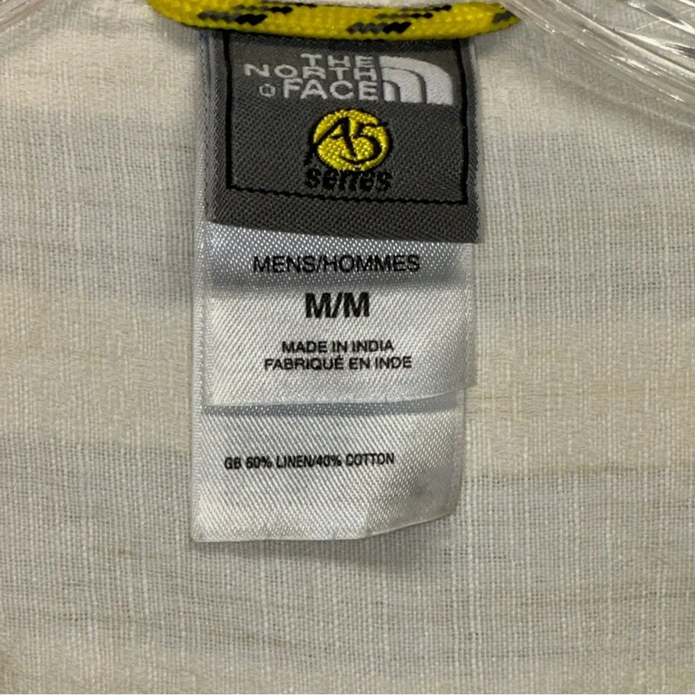 The North Face A5 Series Shirt Men Medium Yellow Plaid Button Down Linen Blend